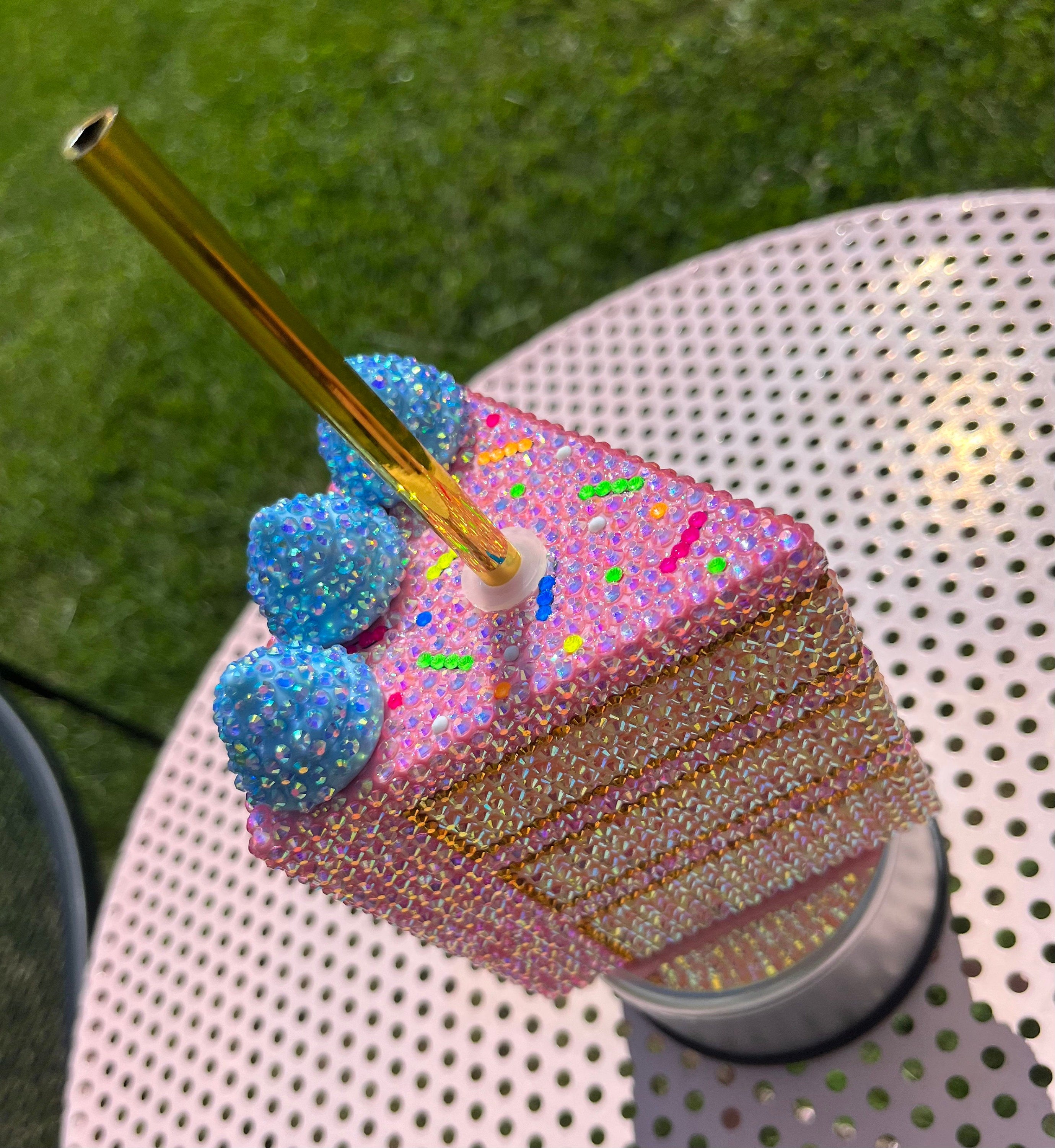 Rhinestone Cake Slice Tumbler