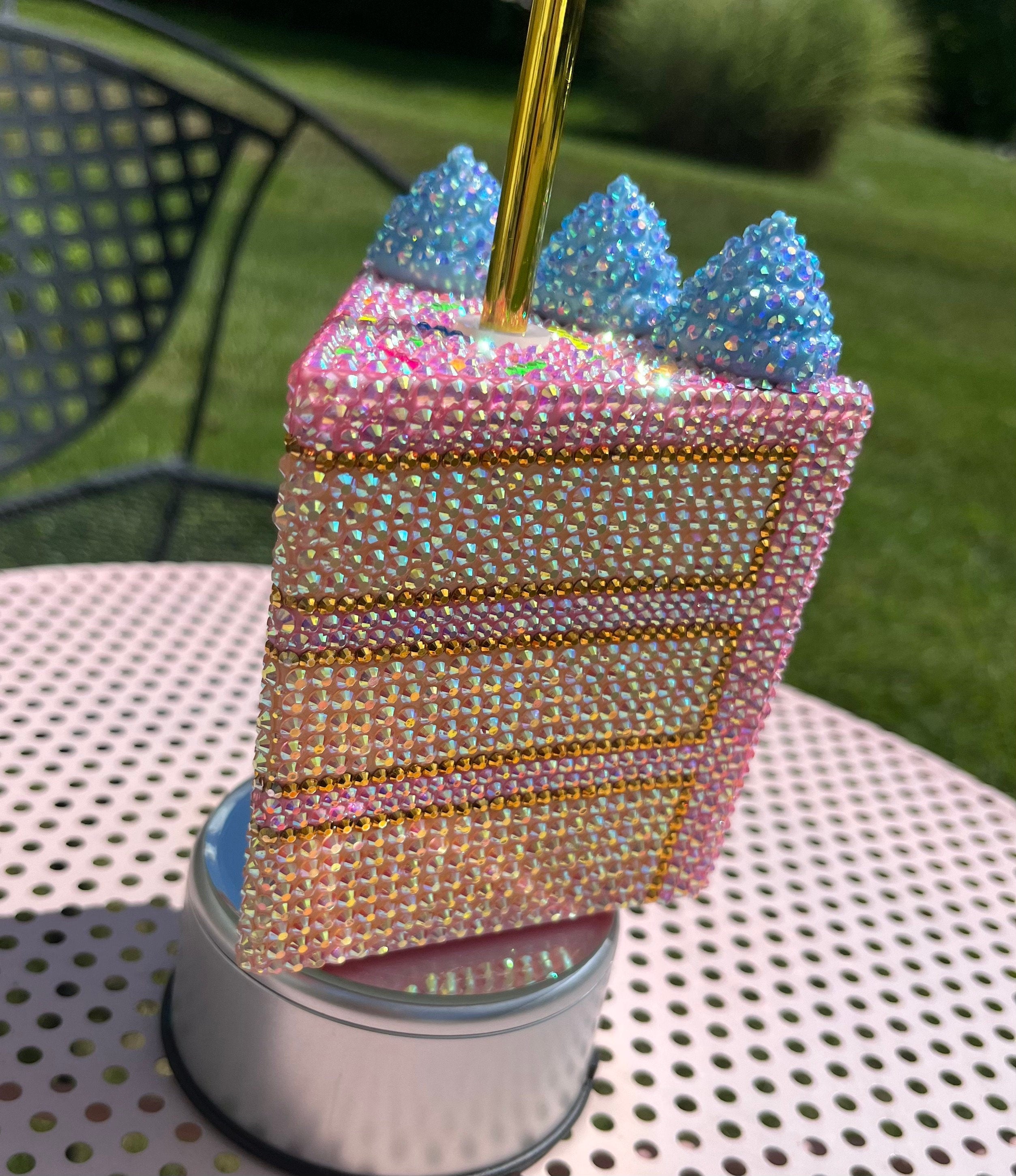 Rhinestone Cake Slice Tumbler