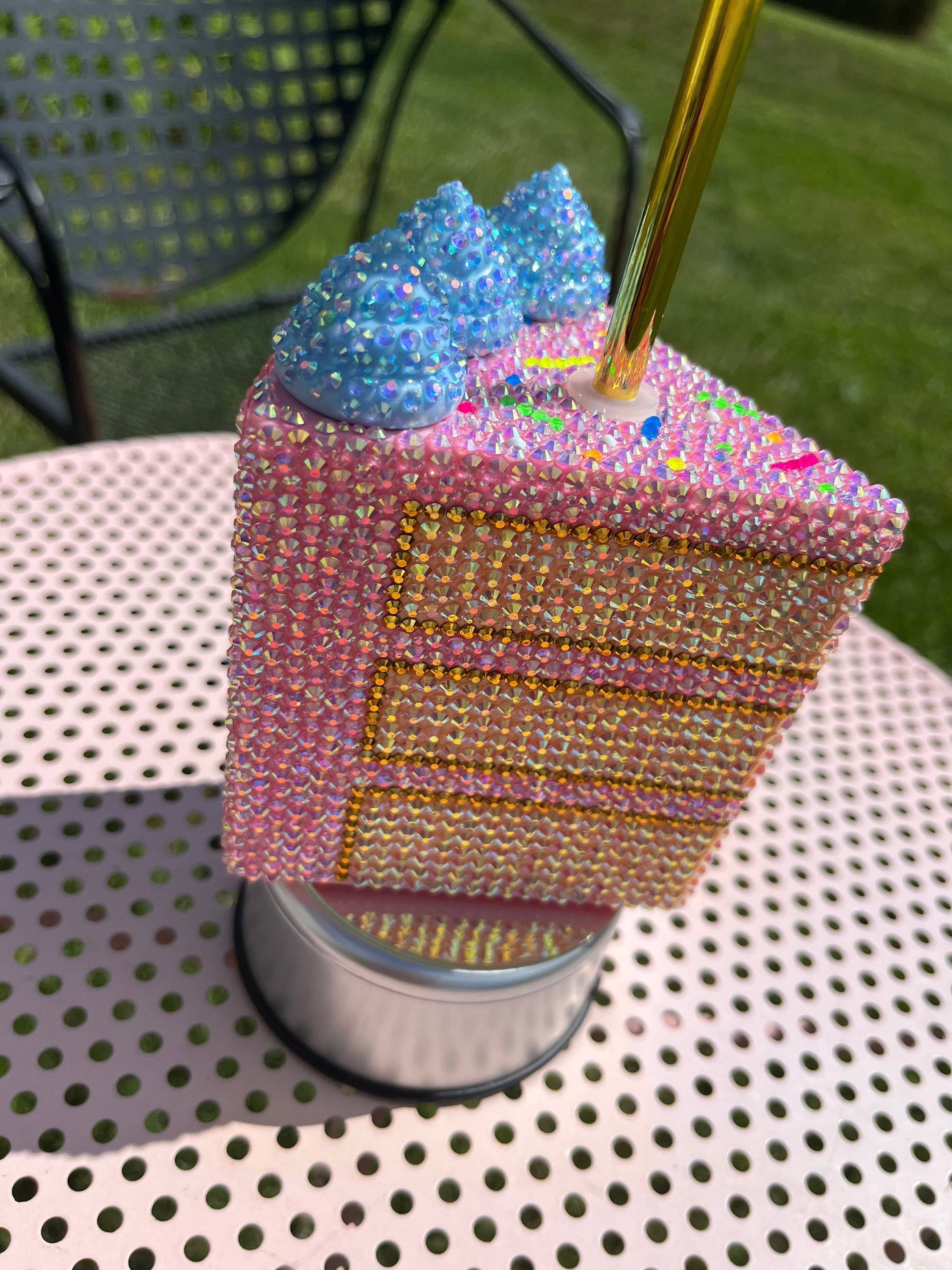 Rhinestone Cake Slice Tumbler