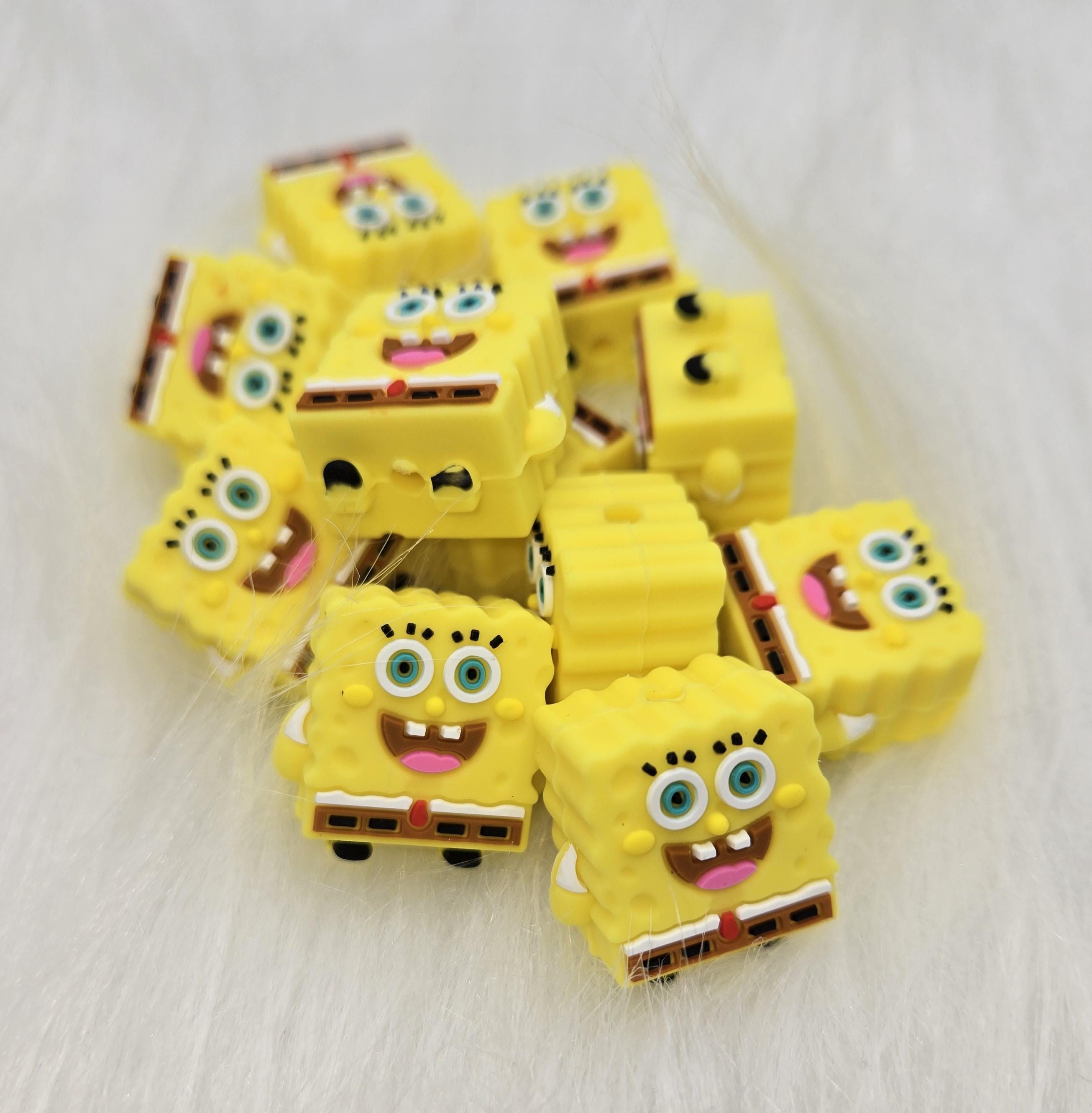 3D Focal Bead, Sponge Guy Focal Bead, Beads for Pens, Character Bead, Crafting Beads, Cartoon Beads, Yellow Bead, Silicone Focal beads