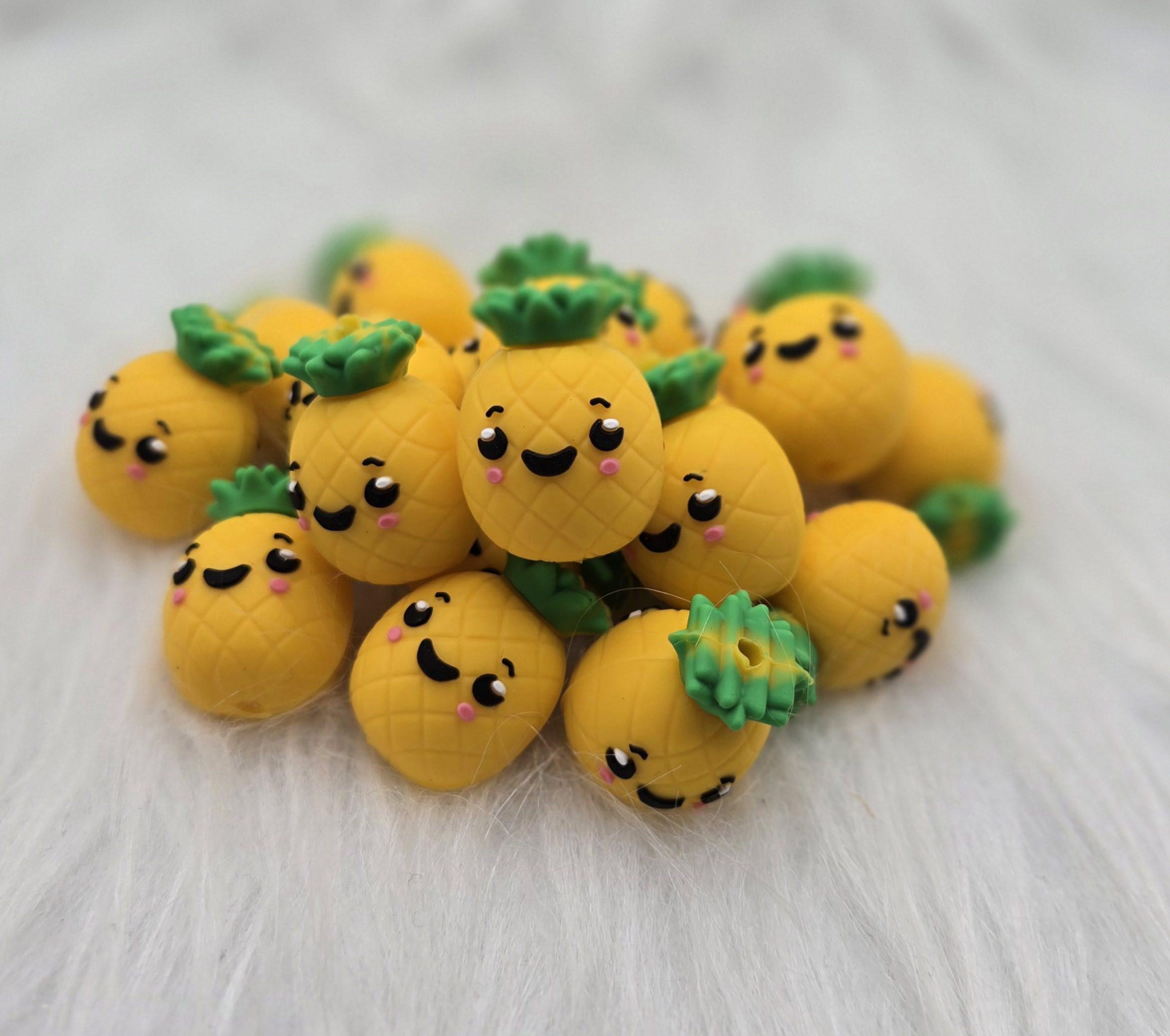 3D Focal Bead, Pineapple Focal Bead, Pineapple Bead, Beads for Pens, Fruit Beads, Silicone Food Beads, Silicone Focal Beads, Crafting Beads