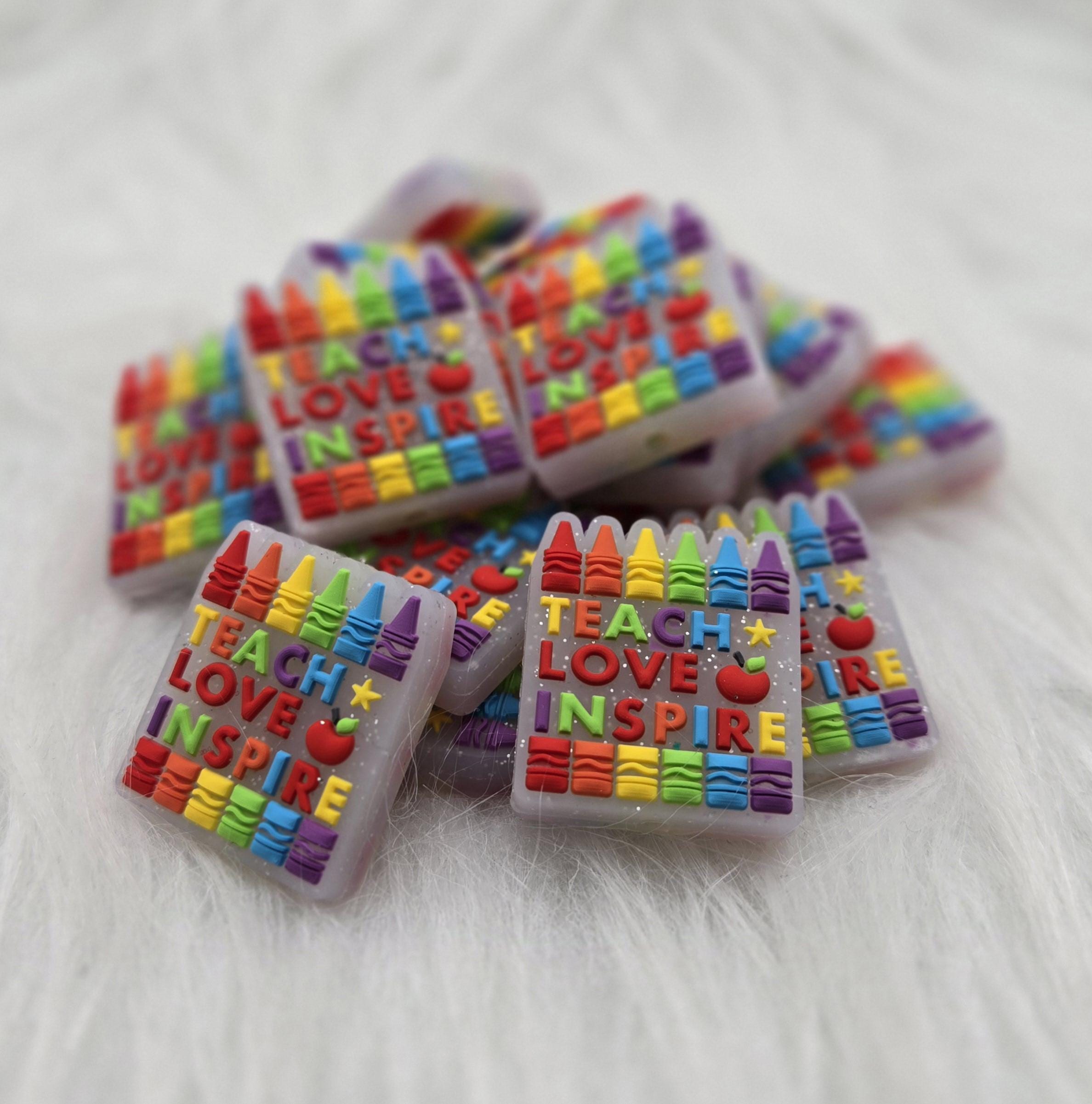 Teach Love Inspire Focal Bead, Teacher Focal Bead, Silicone Bead, Beadable Keychain, Beadable Pen, Crafting Supplies, Teacher Gift