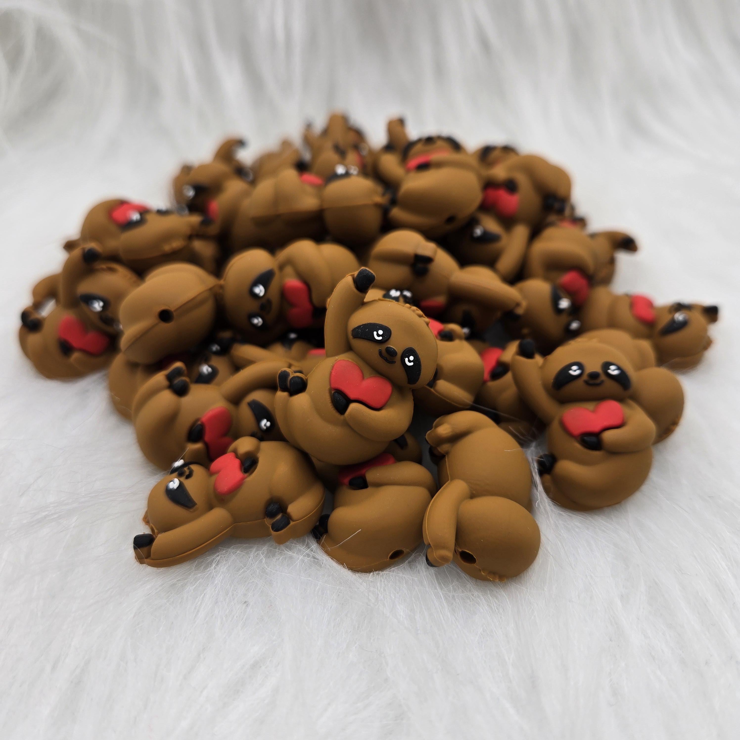 3D Focal Bead, Sloth Focal Bead, Sloth Beads, Sleepy Sloth, Animal Focal, Silicone Focal Beads, Beads for Pen, Crafting Beads, Animal Bead