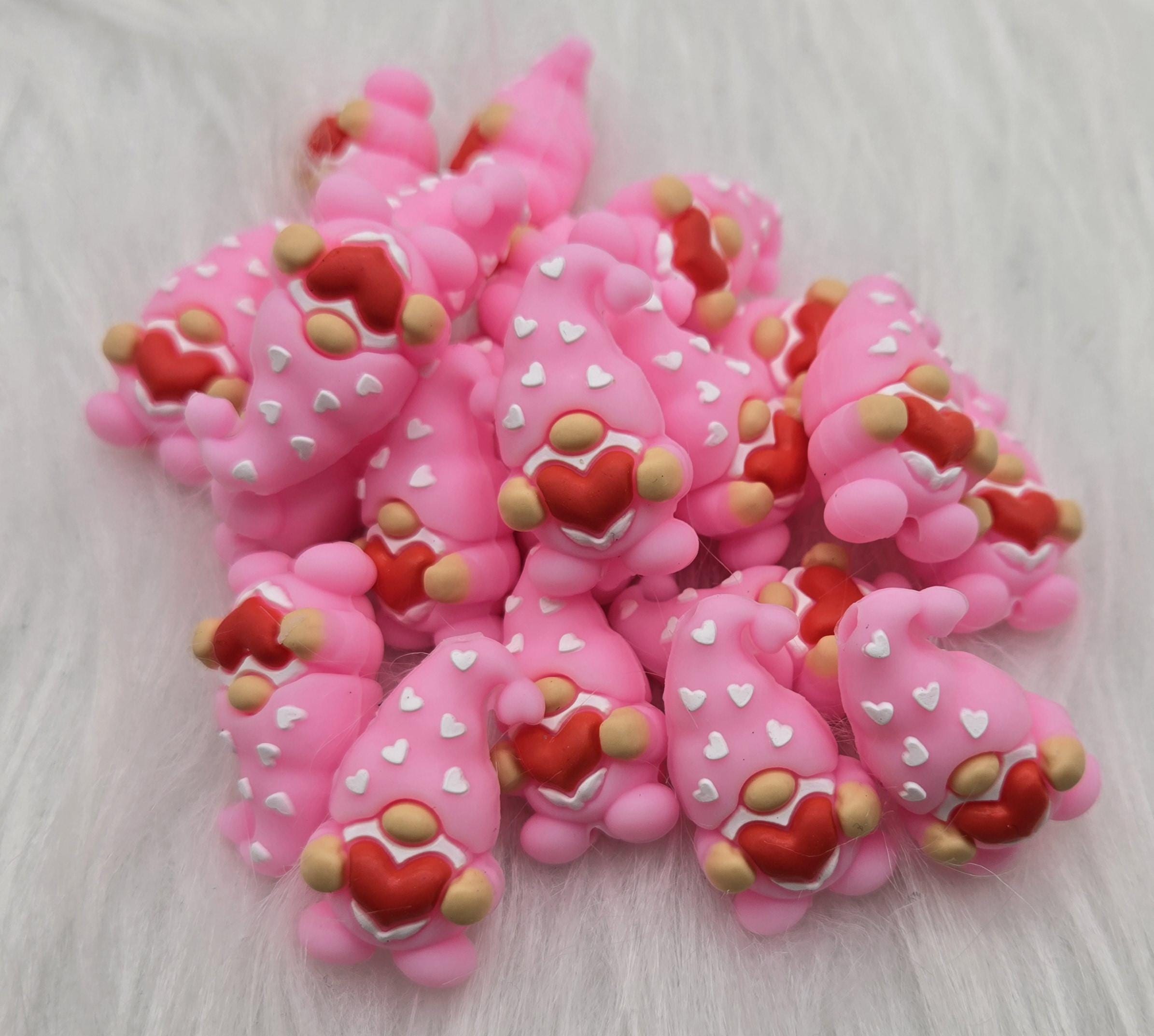 3D Focal Bead, Gnome Focal Bead, Valentine's Day Bead, Beads for Pens, Holiday Bead, Silicone Focal Beads, Valentine's Gnome, Gnome Beads