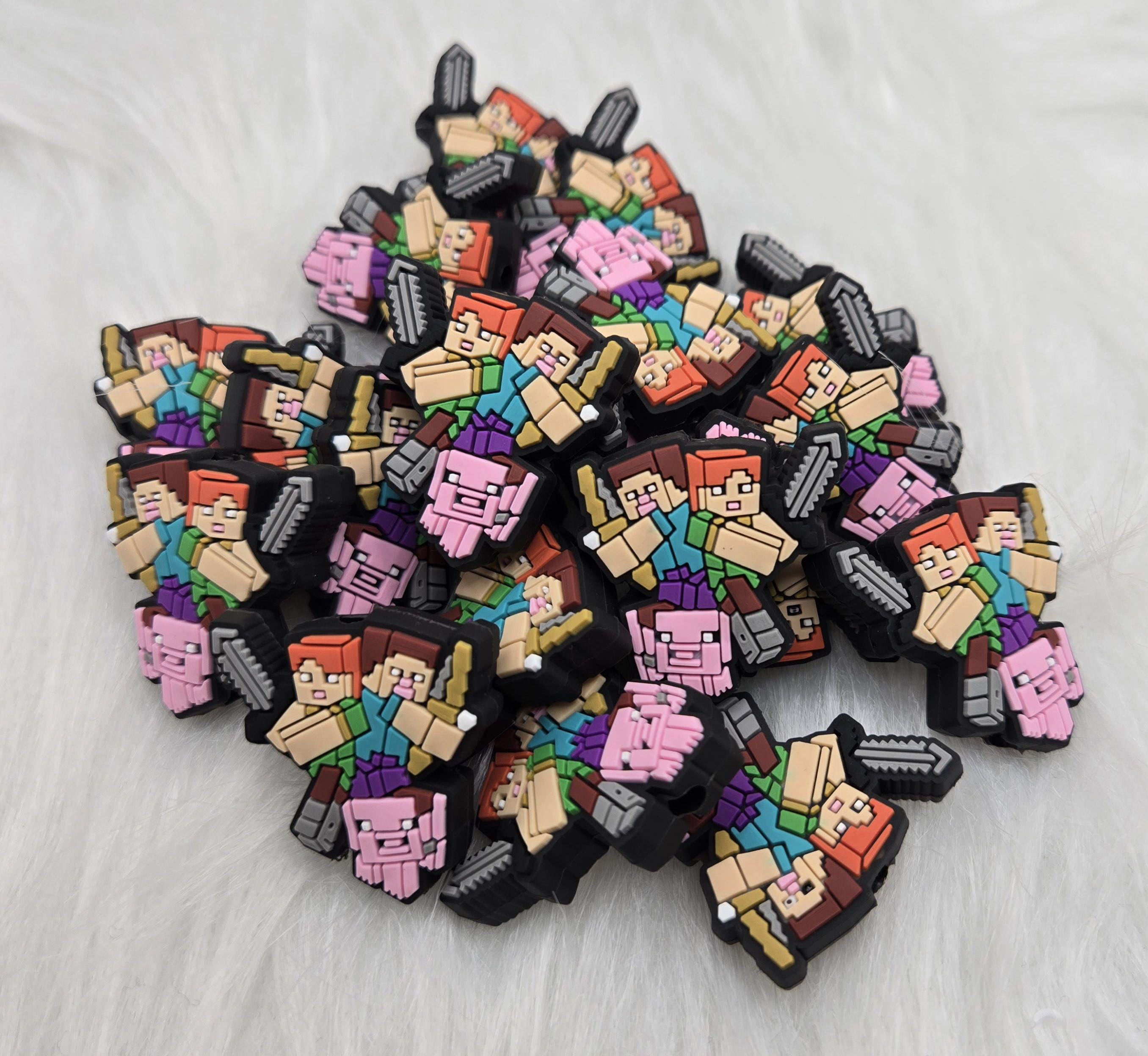 Mine Game Focal Bead, Video Game Focal Bead, Silicone Beads, Beadable Keychain, Beadable Pen, Crafting Supplies, Kids Crafts, Easter