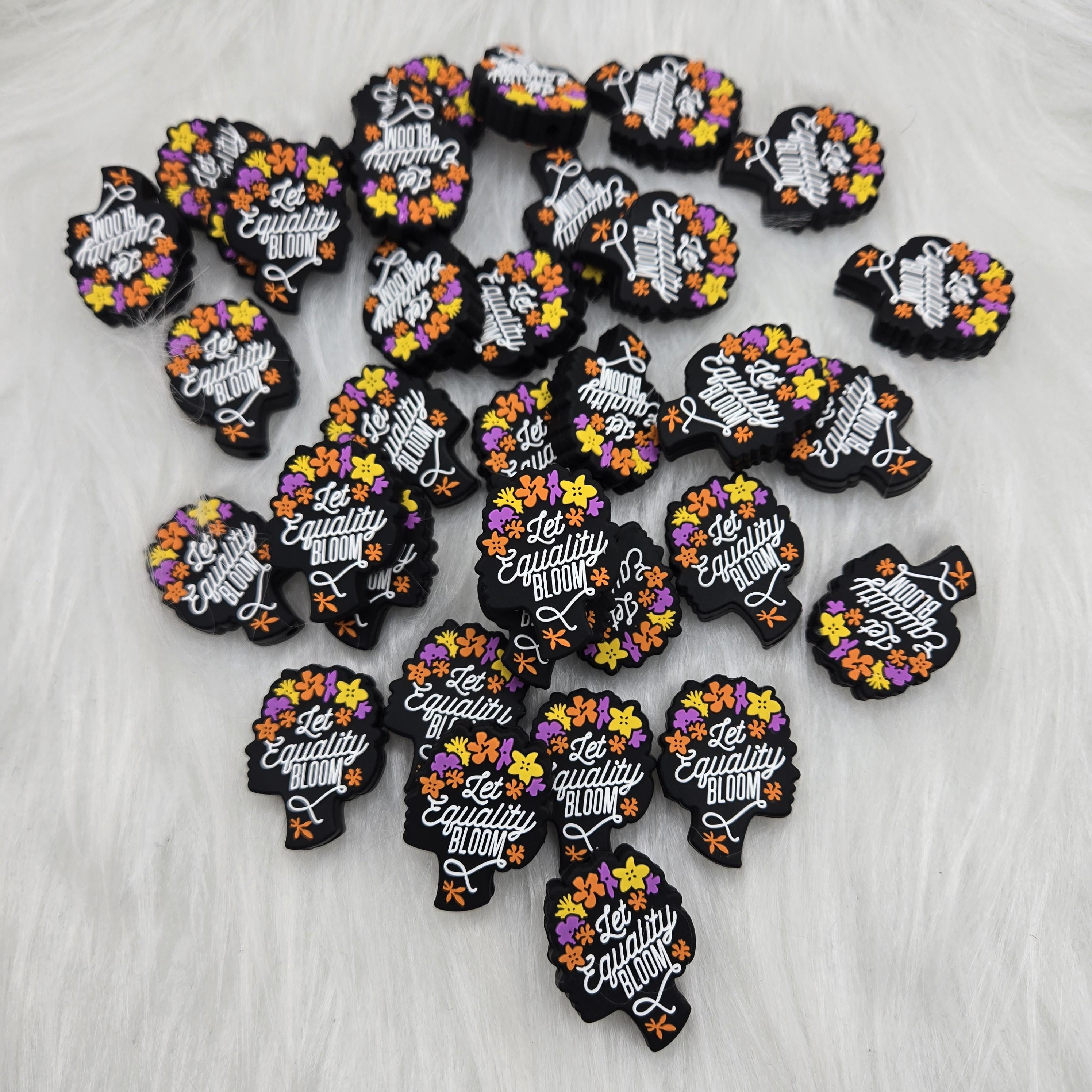Let Equality Bloom Focal Bead, Silicone Focal Bead, Beads for Pen, Beads for Keychain, Beadable Pen, Crafting Supplies, Mothers Day, Easter,