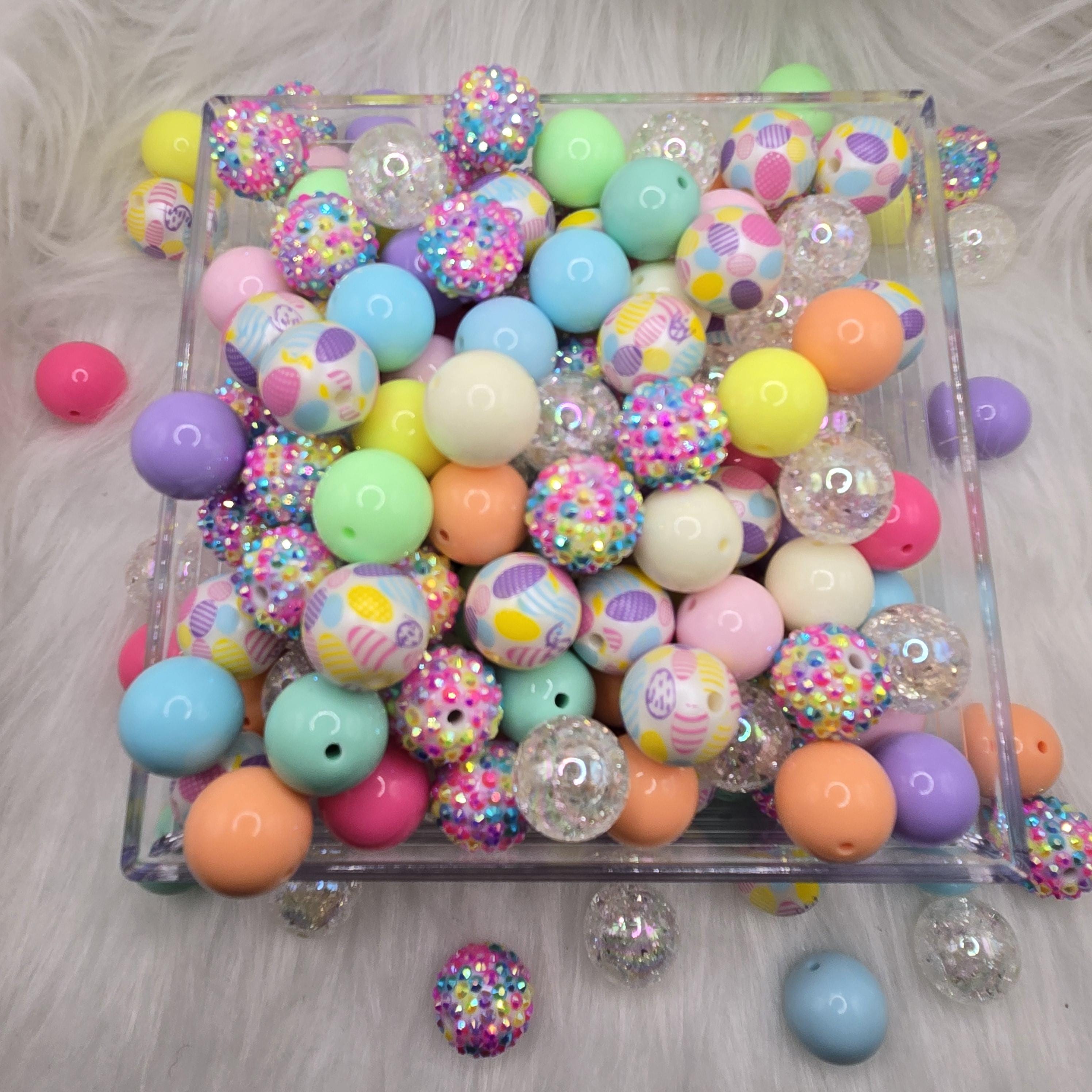 20mm Acrylic Easter Beads, Rhinestone Beads, Bubble Gum Beads, Beads For Crafts, Easter Craft, Easter Beads Mix, Beads For Pen Making