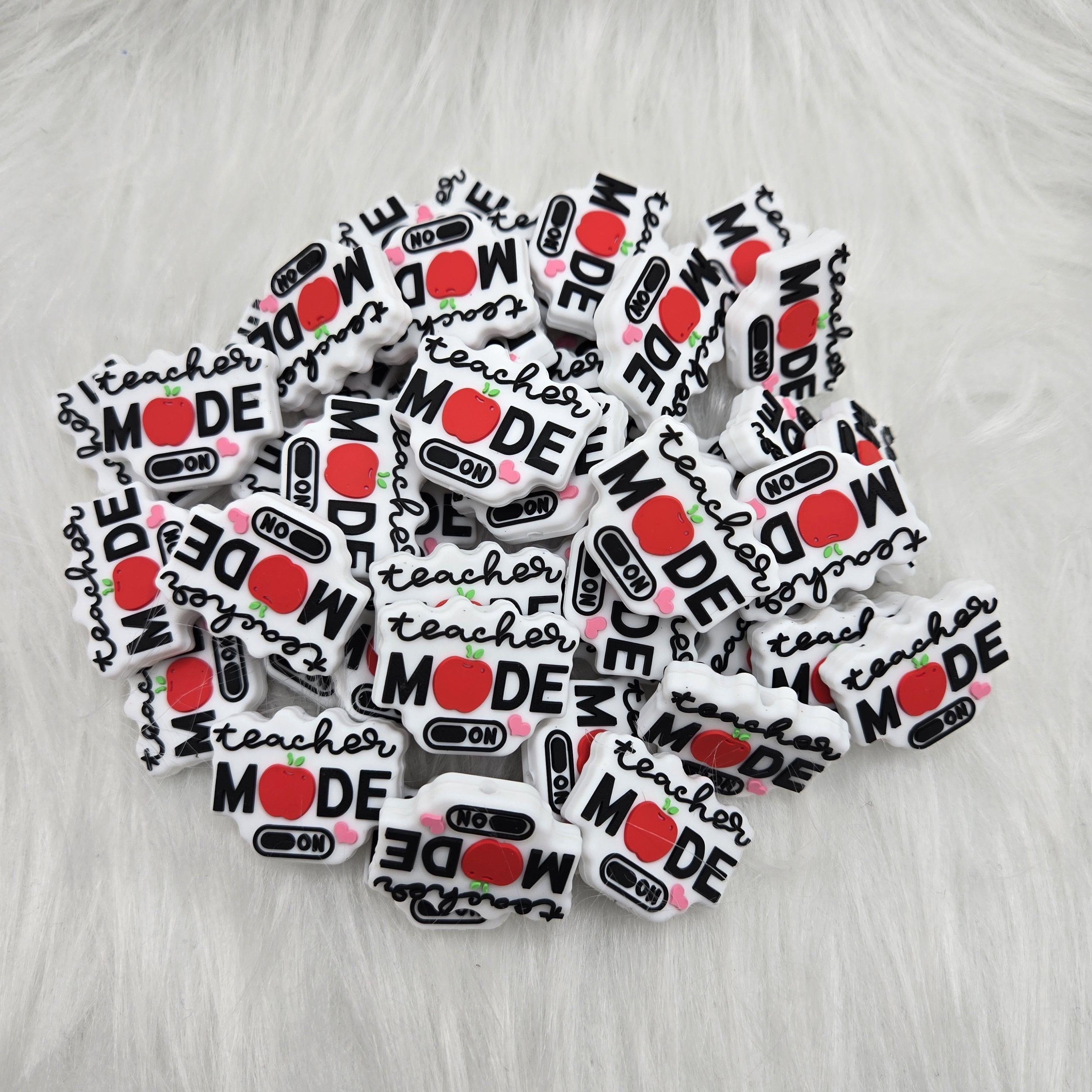 Teacher Mode On Focal Bead, Silicone Focal Bead, Beads for Pen, Beads for Keychain, Beadable Pen, Crafting Supplies, Teacher Gift