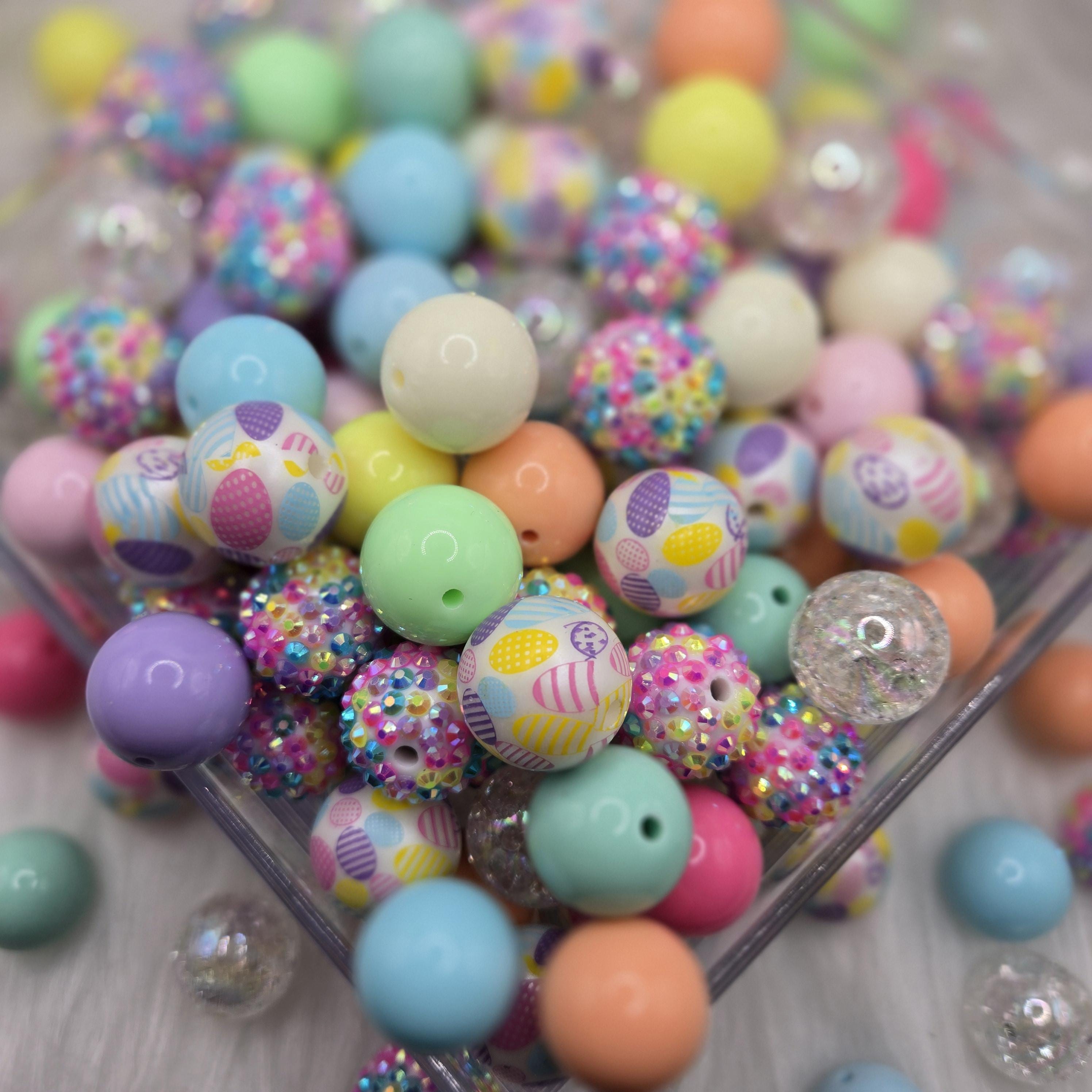 20mm Acrylic Easter Beads, Rhinestone Beads, Bubble Gum Beads, Beads For Crafts, Easter Craft, Easter Beads Mix, Beads For Pen Making