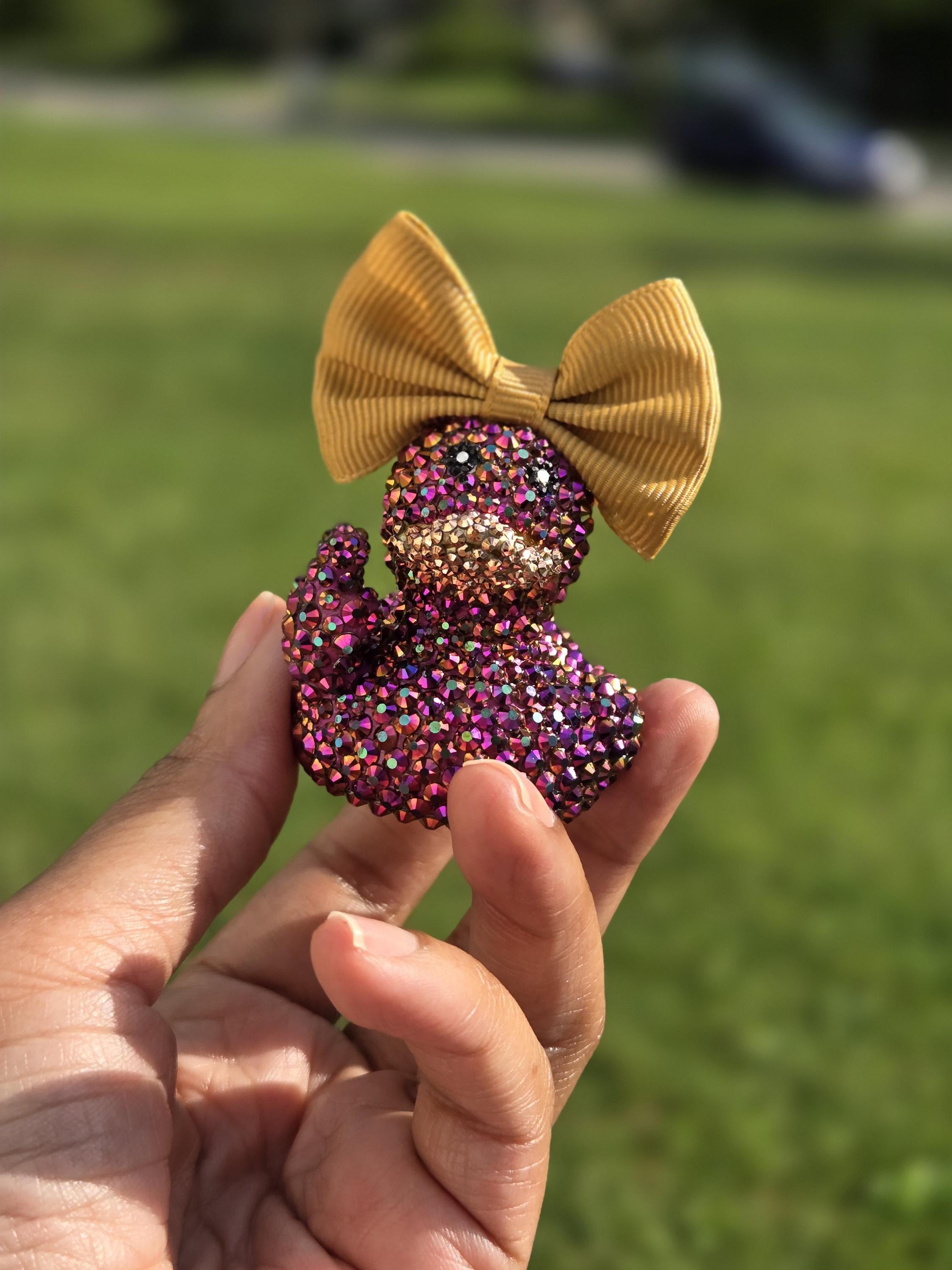 Custom Rhinestone Middle Finger Duck