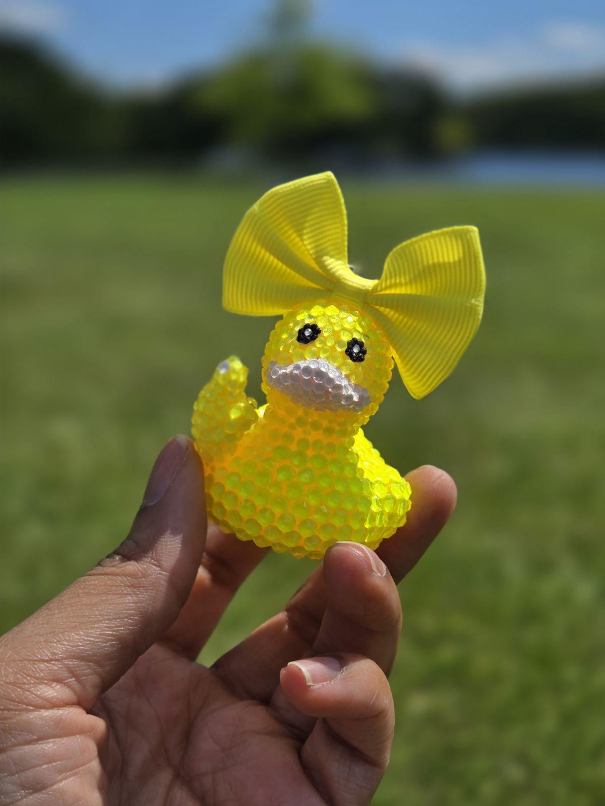 Custom Rhinestone Middle Finger Duck