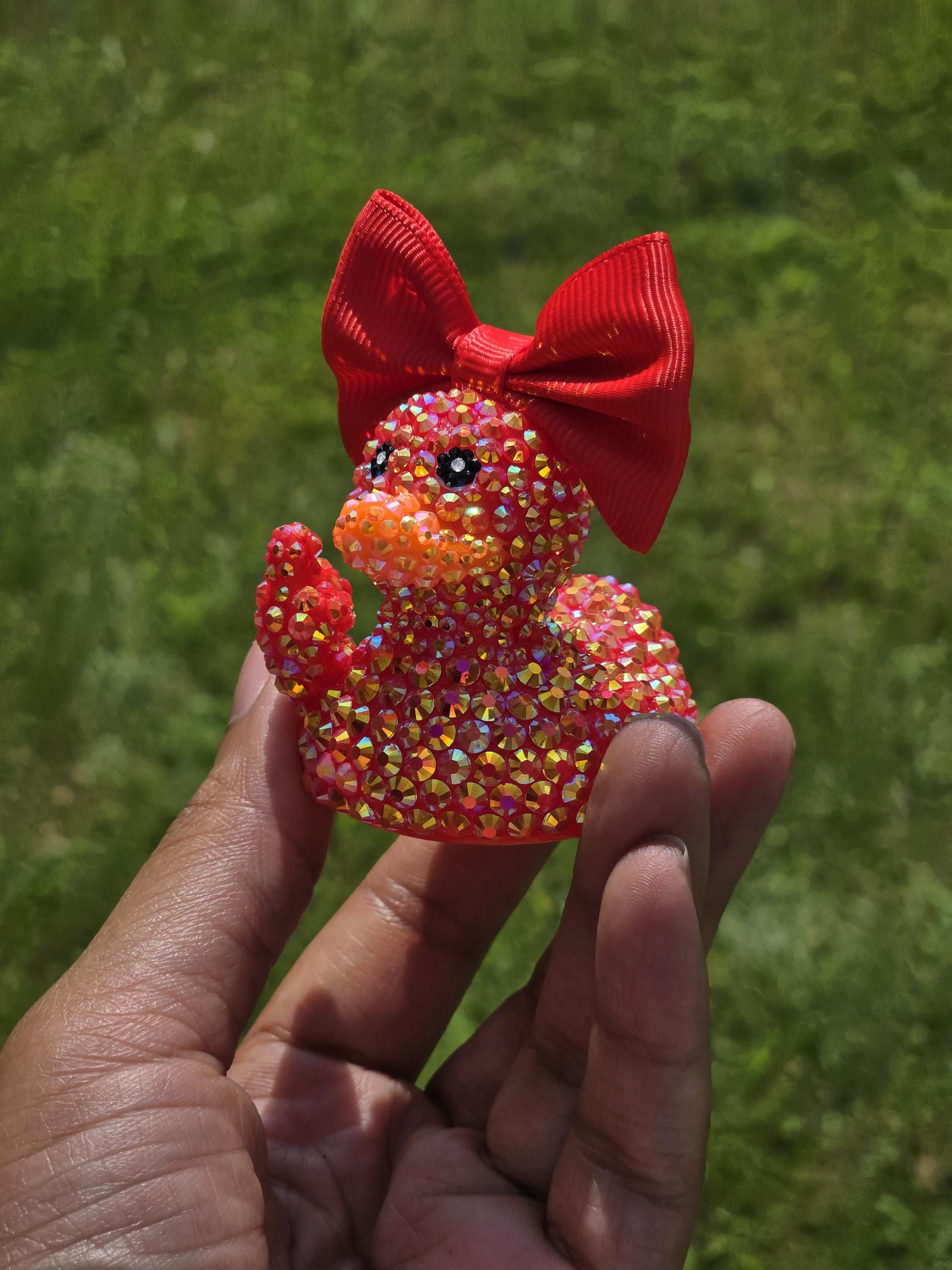 Custom Rhinestone Middle Finger Duck