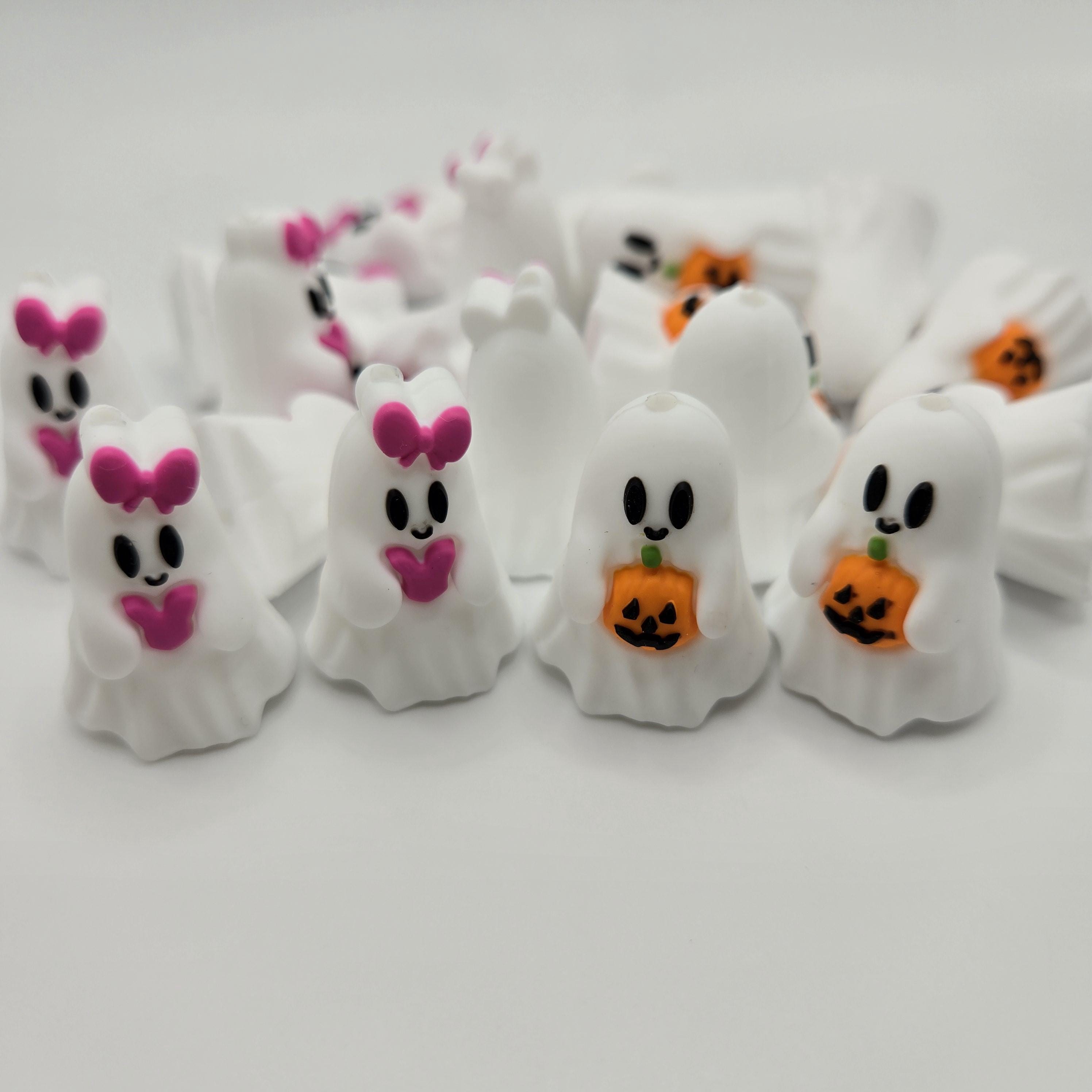 3D Focal Bead, Ghost Focal Bead, Beads for Pens, Halloween Beads, 3D Pumpkin Ghost, Beadable Pen Supplies, Spooky Cute Bead, Silicone Beads