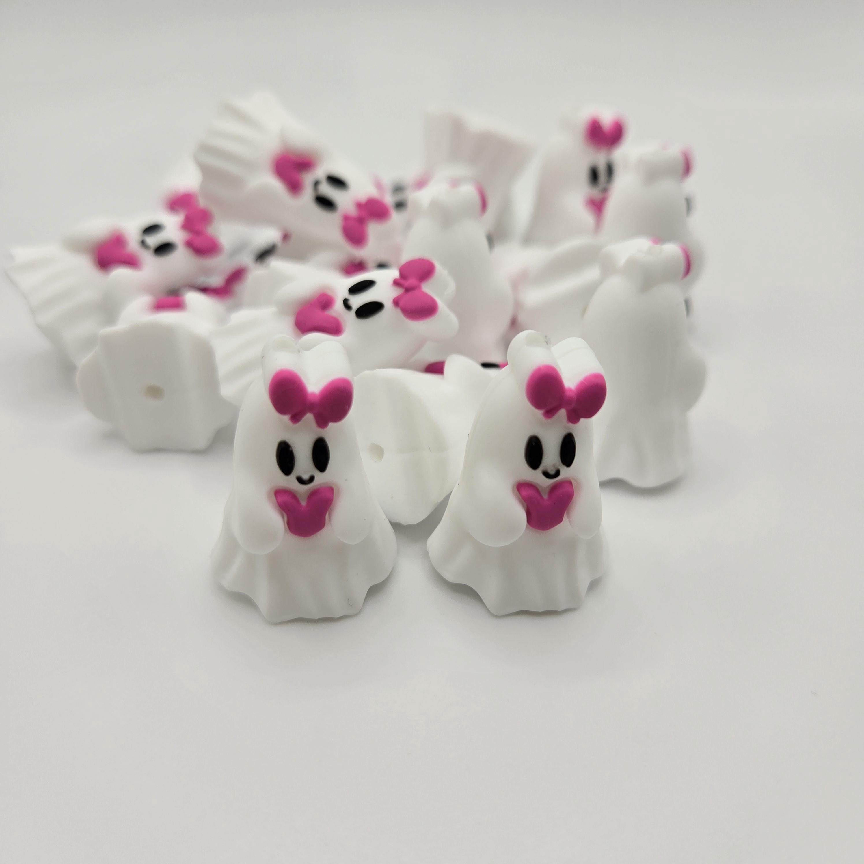 3D Focal Bead, Ghost Focal Bead, Beads for Pens, Halloween Beads, 3D Pumpkin Ghost, Beadable Pen Supplies, Spooky Cute Bead, Silicone Beads
