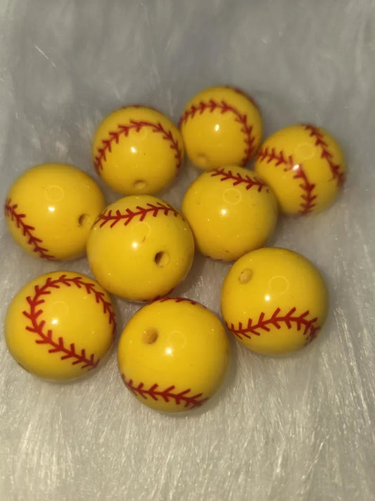 20mm Softball Acrylic Beads (set of 10)