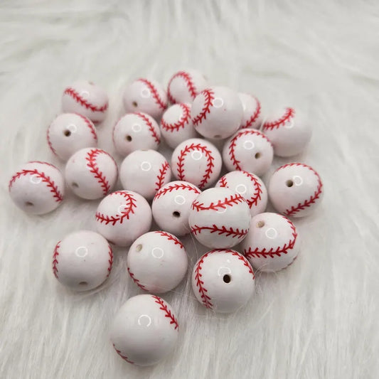 20mm Acrylic Baseball Beads (set of 10)