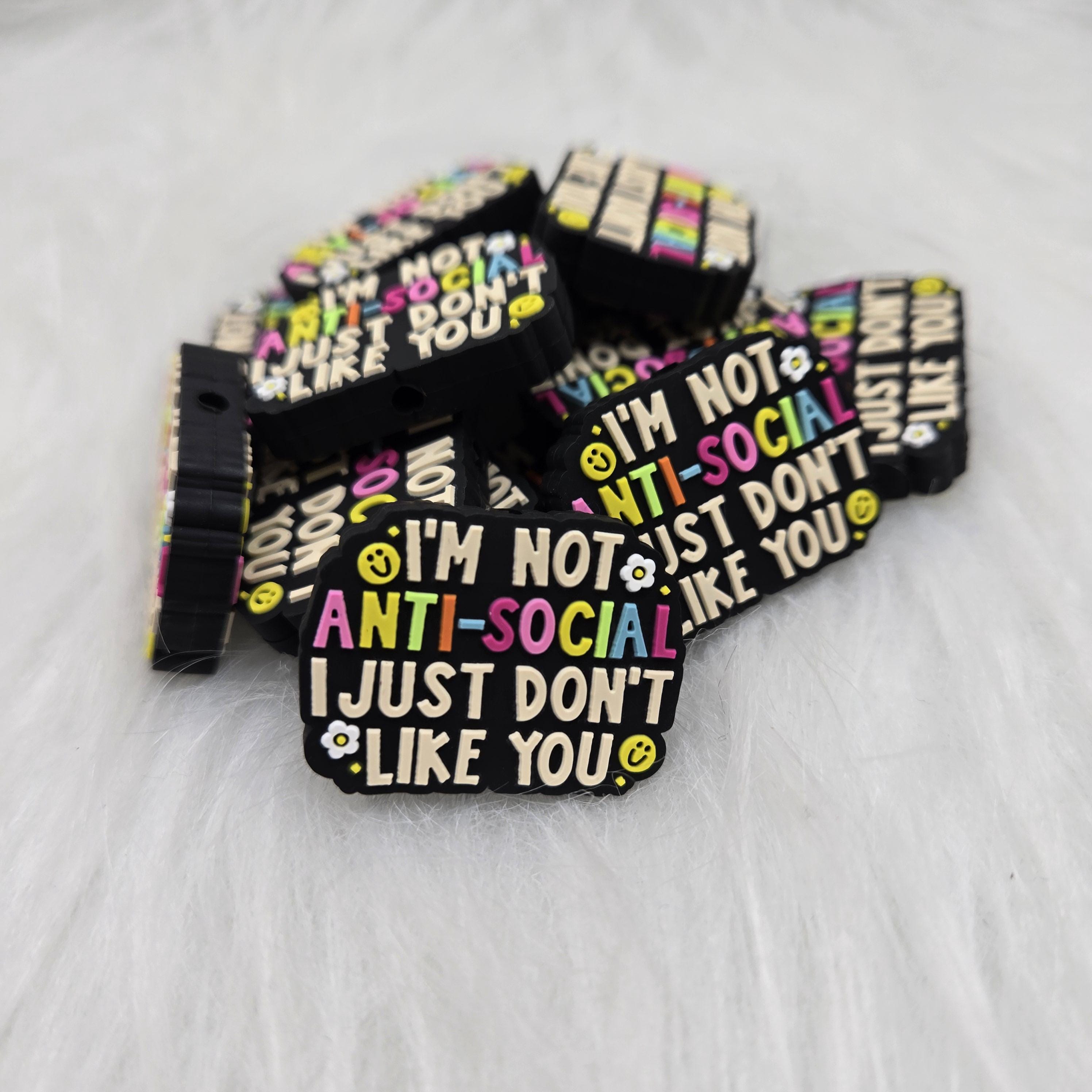 Anti-Social Focal Bead, Sarcastic Focal Bead, Humorous Focal Bead, Beadable Keychain, Beadable Pen, Crafting Supplies, Holiday Bead