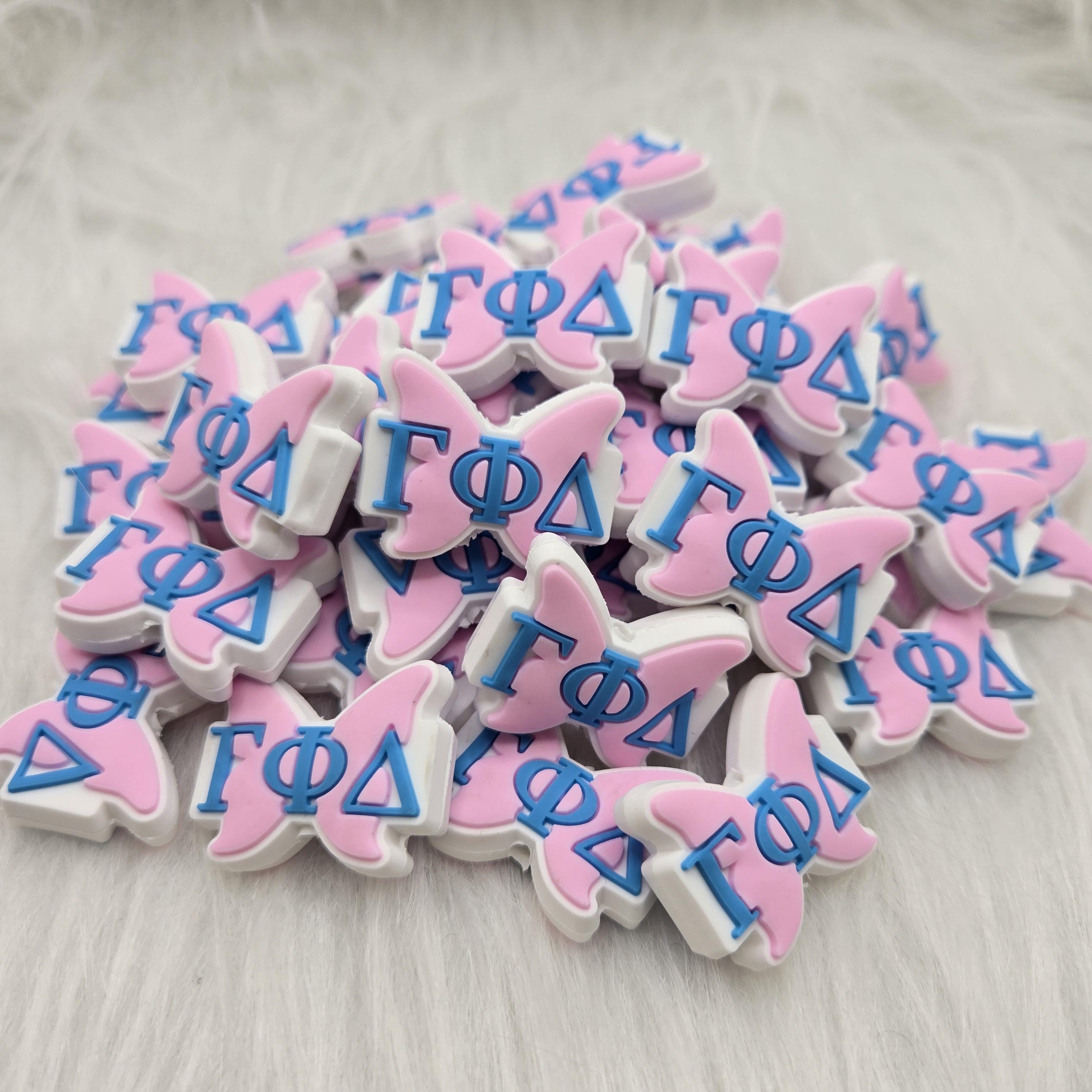 Sorority Focal Bead, Sorority Bead, Silicone Focal Bead, Beads For Pens, Business Sorority, Gifts For Grads, Pink and Blue Sorority Beads