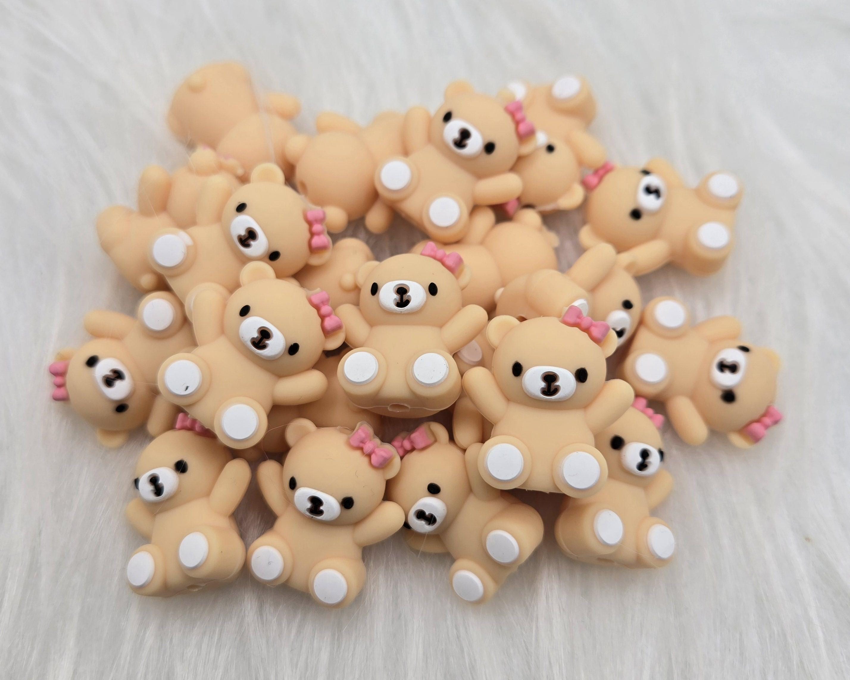 Teddy Bear Bead, Bear Focals, Beads for Keychains, Beads for Pens, Crafting Beads, Kids Crafts, Summer Crafts for Kids, Silicone Focal Bead